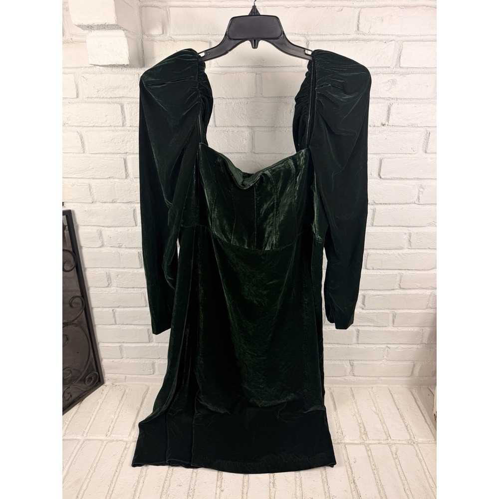 Antonio Melani Size 16 Emerald Green Velvet Corset Puff Sleeve Dress Mackenzie